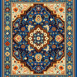 Ultra Soft Area Rug, Non Slip, Stain Resistant, Washable Area Rugs for Living Room, Bedroom, Rustic Vibrant Patterned Tapestry(Blue)