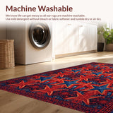 Ultra Soft Area Rug, Non Slip, Stain Resistant, Washable Area Rugs for Living Room, Bedroom, Vintage Texas Flag Bathroom Non-Slip Rug(Red)
