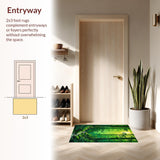Ultra Soft Area Rug, Non Slip, Stain Resistant, Washable Area Rugs for Living Room, Bedroom, Whimsical Green Leaf Design(Green)