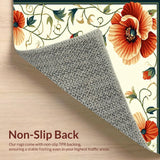 Botanical Bliss Poppy Inspired with Leafy Motifs(Red)