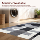 Ultra Soft Area Rug, Non Slip, Stain Resistant, Washable Area Rugs for Living Room, Bedroom, Contemporary Minimalist Linear Design(Gray)