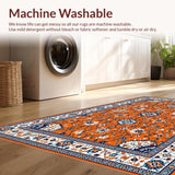 Ultra Soft Area Rug, Non Slip, Stain Resistant, Washable Area Rugs for Living Room, Bedroom, Artful Multicolored Medallion Style(Orange)