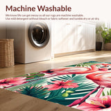 Ultra Soft Area Rug, Non Slip, Stain Resistant, Washable Area Rugs for Living Room, Bedroom, Seasonal Summer Botanical Visuals(Pink)