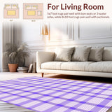 Ultra Soft Area Rug, Non Slip, Stain Resistant, Washable Area Rugs for Living Room, Bedroom, Youthful Elegant Lattice Arrangement(Purple)