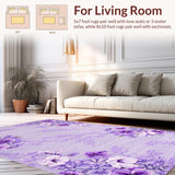 Ultra Soft Area Rug, Non Slip, Stain Resistant, Washable Area Rugs for Living Room, Bedroom, Purple Whimsical Curved Lines(Purple)
