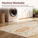 Ultra Soft Area Rug, Non Slip, Stain Resistant, Washable Area Rugs for Living Room, Bedroom, Boho Inspired with Neutral Tones(Orange)