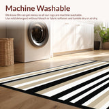 Classic Black and Beige Striped Area(Beige)
