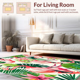 Ultra Soft Area Rug, Non Slip, Stain Resistant, Washable Area Rugs for Living Room, Bedroom, Non Shedding Tropical Pink Flamingo Pattern Rug(Pink)