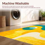 Ultra Soft Area Rug, Non Slip, Stain Resistant, Washable Area Rugs for Living Room, Bedroom, Dynamic Teal and Orange Visuals(Yellow)