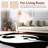 Ultra Soft Area Rug, Non Slip, Stain Resistant, Washable Area Rugs for Living Room, Bedroom, Trendy Modern Cat Circular Pattern(Black)