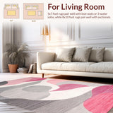 Contemporary Grey Pink Abstract Motif(Pink)