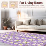Ultra Soft Area Rug, Non Slip, Stain Resistant, Washable Area Rugs for Living Room, Bedroom, Cute Lavender Blooming Style(Purple)