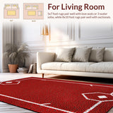 Ultra Soft Area Rug, Non Slip, Stain Resistant, Washable Area Rugs for Living Room, Bedroom, Charming Baseball Patch Decor(Red)