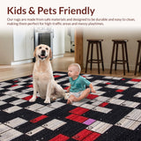 Ultra Soft Area Rug, Non Slip, Stain Resistant, Washable Area Rugs for Living Room, Bedroom, Stylish Minimalist Dice Art(Black)