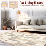 Ultra Soft Area Rug, Non Slip, Stain Resistant, Washable Area Rugs for Living Room, Bedroom, Serene Beige Entryway Abstract Geometric Design for Home(Beige)