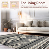 Ultra Soft Area Rug, Non Slip, Stain Resistant, Washable Area Rugs for Living Room, Bedroom, Chic Diamond Stripe Motif(Black)