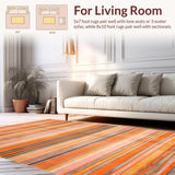Ultra Soft Area Rug, Non Slip, Stain Resistant, Washable Area Rugs for Living Room, Bedroom, Vintage Abstract Patterned Delight(Orange)
