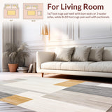 Low Pile Indoor Neutral Beige Grey Abstract Art Floor Covering(Beige)