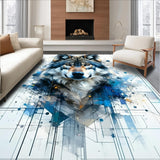 Ultra Soft Area Rug, Non Slip, Stain Resistant, Washable Area Rugs for Living Room, Bedroom, Timeless Ethereal Wolf Ensemble(Gray)