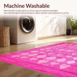 Ultra Soft Area Rug, Non Slip, Stain Resistant, Washable Area Rugs for Living Room, Bedroom, Delightful Textured Heart Theme(Pink)