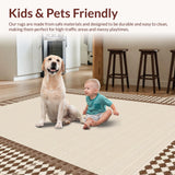 Ultra Soft Area Rug, Non Slip, Stain Resistant, Washable Area Rugs for Living Room, Bedroom, Artful Abstract Brown and Beige Blend(Beige)