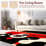 Ultra Soft Area Rug, Non Slip, Stain Resistant, Washable Area Rugs for Living Room, Bedroom, Contemporary Music-inspired Round Piece(Black)