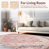 Ultra Soft Area Rug, Non Slip, Stain Resistant, Washable Area Rugs for Living Room, Bedroom, Charming Floral Boho Aesthetic(Pink)