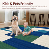 Elegant Blue Green and Beige Abstract Plaid with Irregular Grid Lines(Blue)