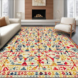 Ultra Soft Area Rug, Non Slip, Stain Resistant, Washable Area Rugs for Living Room, Bedroom, Artistic Boho Area with Rich Beige and Colorful Geometric Elements(Yellow)