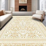Ultra Soft Area Rug, Non Slip, Stain Resistant, Washable Area Rugs for Living Room, Bedroom, Modern Boho Geometric Rug with Tan Diamond Motifs and Delicate Outline(Beige)