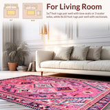 Ultra Soft Area Rug, Non Slip, Stain Resistant, Washable Area Rugs for Living Room, Bedroom, Vibrant Cowboy Theme Mat(Pink)
