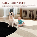 Ultra Soft Area Rug, Non Slip, Stain Resistant, Washable Area Rugs for Living Room, Bedroom, Elegant Deck Abstract Black & Beige(Black)