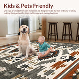 Ultra Soft Area Rug, Non Slip, Stain Resistant, Washable Area Rugs for Living Room, Bedroom, Tribal Earthy Color Fusion(Brown)