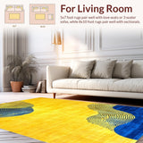 Ultra Soft Area Rug, Non Slip, Stain Resistant, Washable Area Rugs for Living Room, Bedroom, Sophisticated Multi-Tone Abstract Look(Yellow)