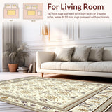 Ultra Soft Area Rug, Non Slip, Stain Resistant, Washable Area Rugs for Living Room, Bedroom, Neutral with Ivory and Bronze Tones(Beige)