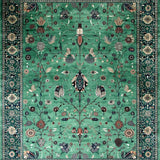 Ultra Soft Area Rug, Non Slip, Stain Resistant, Washable Area Rugs for Living Room, Bedroom, Elegant Botanical Tiled Arrangement(Green)
