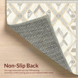 Ultra Soft Area Rug, Non Slip, Stain Resistant, Washable Area Rugs for Living Room, Bedroom, Malilinao Neutral Diamond Area Cream Beige Gray(Beige)