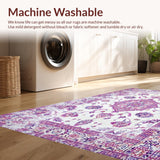 Ultra Soft Area Rug, Non Slip, Stain Resistant, Washable Area Rugs for Living Room, Bedroom, Elegant Lavender Floral Motif(White)