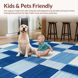 Ultra Soft Area Rug, Non Slip, Stain Resistant, Washable Area Rugs for Living Room, Bedroom, Stylish Minimalist Geometric Lines(Blue)