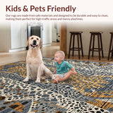 Ultra Soft Area Rug, Non Slip, Stain Resistant, Washable Area Rugs for Living Room, Bedroom, Rustic Textured Feline Design(Gray)