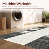 Ultra Soft Area Rug, Non Slip, Stain Resistant, Washable Area Rugs for Living Room, Bedroom, Minimalist Two-Tone Linear Rug with Striking Black and White Stripe Composition(Gray)