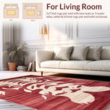Ultra Soft Area Rug, Non Slip, Stain Resistant, Washable Area Rugs for Living Room, Bedroom, Vintage Tiger Ethnic Aesthetic(Red)