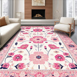 Ultra Soft Area Rug, Non Slip, Stain Resistant, Washable Area Rugs for Living Room, Bedroom, Elegant Light Blush Tiled Design(White)