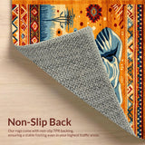 Ultra Soft Area Rug, Non Slip, Stain Resistant, Washable Area Rugs for Living Room, Bedroom, Stylish Tribal Patterned Accent(Orange)