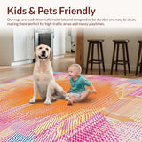 Ultra Soft Area Rug, Non Slip, Stain Resistant, Washable Area Rugs for Living Room, Bedroom, Chic Modern Circular Artistry(Orange)