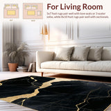 Ultra Soft Area Rug, Non Slip, Stain Resistant, Washable Area Rugs for Living Room, Bedroom, Bold Artistic Black White Contrast(Black)