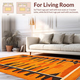 Ultra Soft Area Rug, Non Slip, Stain Resistant, Washable Area Rugs for Living Room, Bedroom, Eye-Catching Nature Inspired Pattern(Orange)