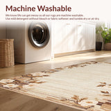 Ultra Soft Area Rug, Non Slip, Stain Resistant, Washable Area Rugs for Living Room, Bedroom, Rustic Neutral Textured Weave(Beige)