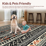 Ultra Soft Area Rug, Non Slip, Stain Resistant, Washable Area Rugs for Living Room, Bedroom, Stylish Tribal Monochrome Aesthetic(Black)
