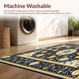 Ultra Soft Area Rug, Non Slip, Stain Resistant, Washable Area Rugs for Living Room, Bedroom, Vintage Classroom Geometric Area(Blue)